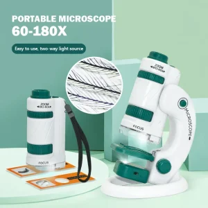 Portable Kids Microscope Science Kit – Biological Learning Educational Lab Toy Gift