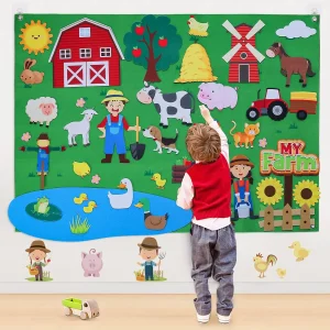 Farm Animal Felt Story Board Set – Preschool Early Learning Interactive Play Mat Wall Toy Gift