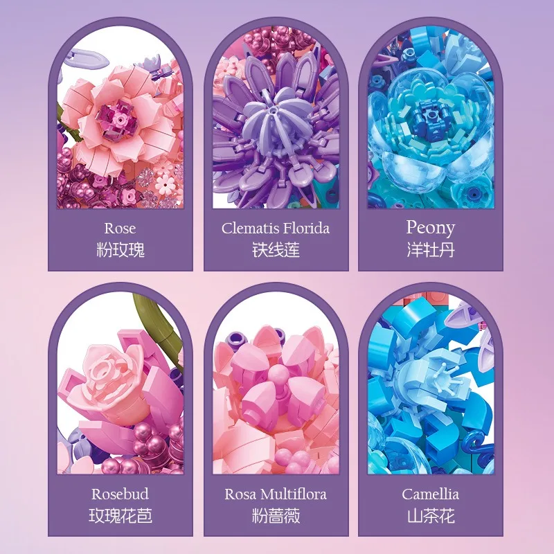Moon Flower DIY Bouquet Building Blocks – Elegant Home Decor Creative Assembly Model Toy - Image 3